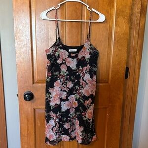 Newbury Kustom Black Dress with Pink Floral Print